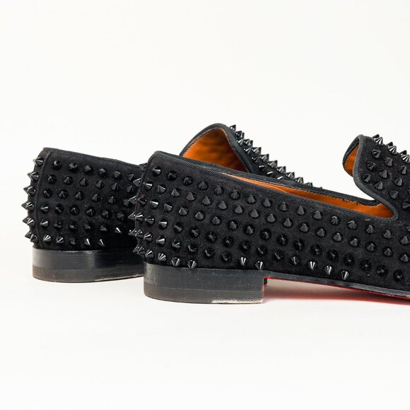 Christian Louboutin Dandelion Spikes Black Veau Velours Loafer - Picture 8 of 9
